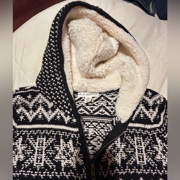IF IT WERE ME Anthropologie Sweater Hoodie Cotton Wool Cream Black Isle Medium - Picture 2 of 14